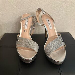 Nina Silver Glitter Strappy Heels